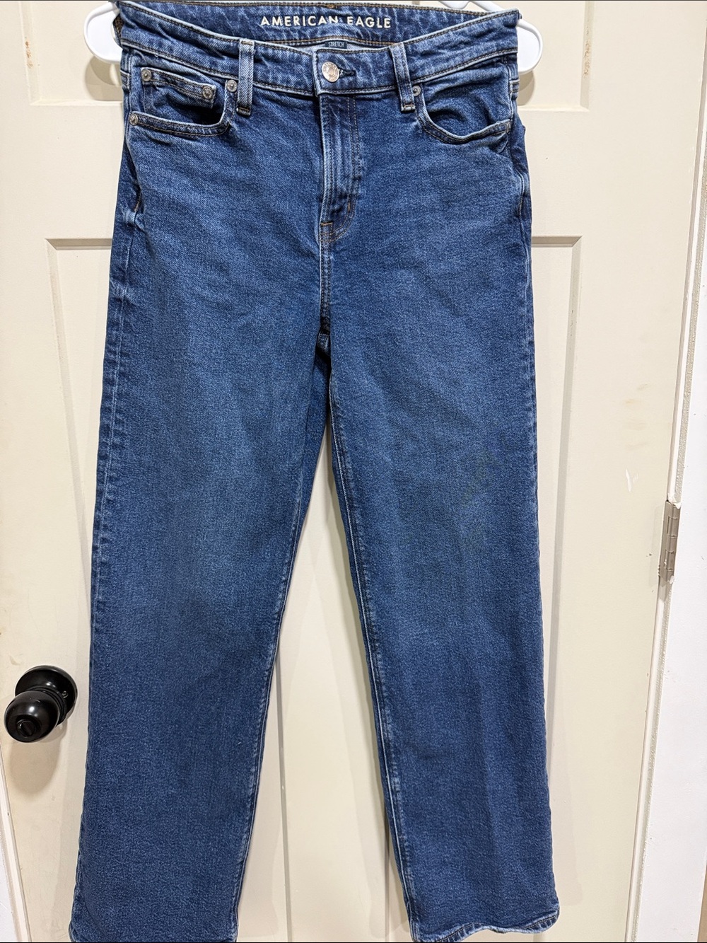American Eagle Blue Denim Jeans with Embroidered Logo